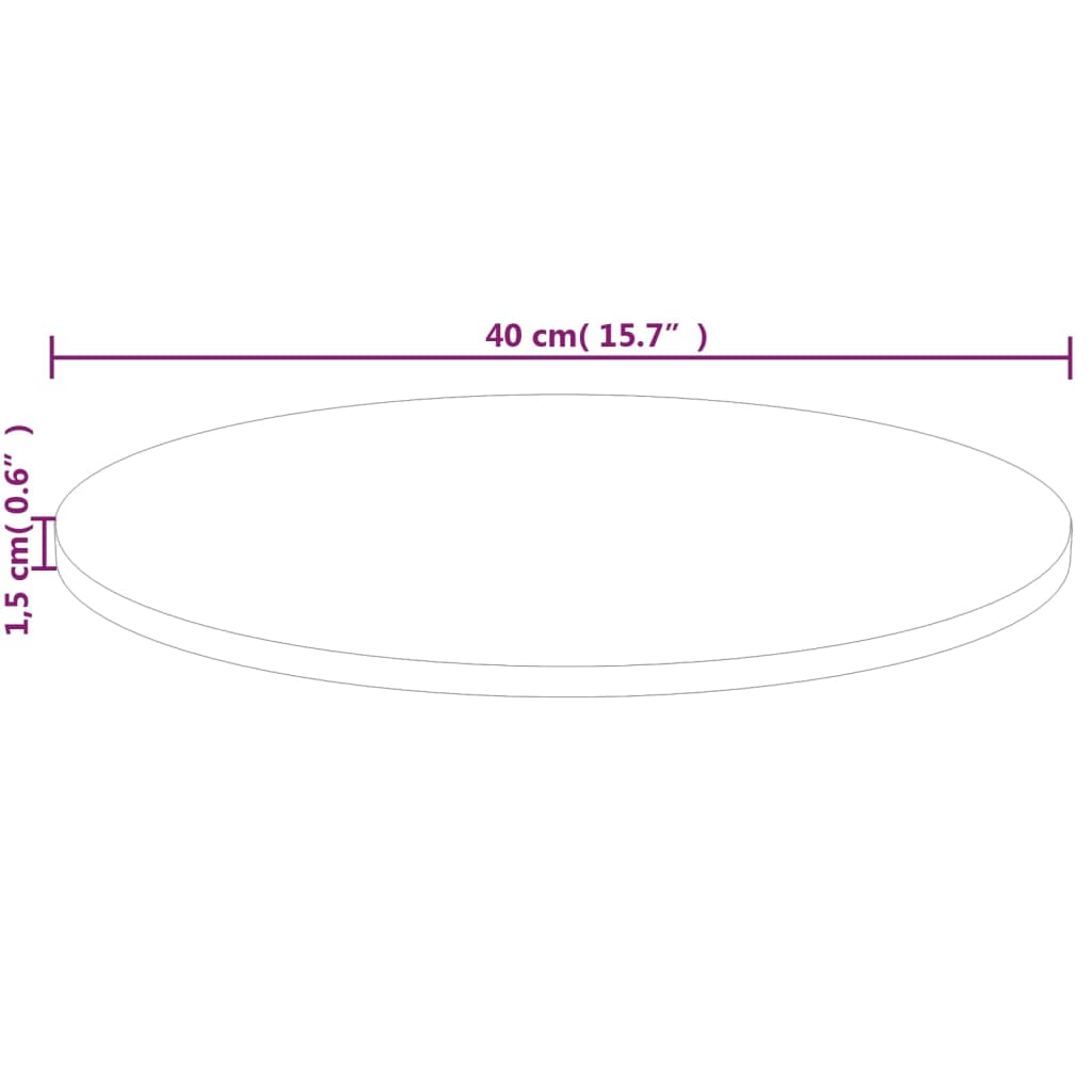 Tafelblad rond Ø40x1,5 cm onbehandeld massief eikenhout Ø 40 x 1.5 cm Naturel