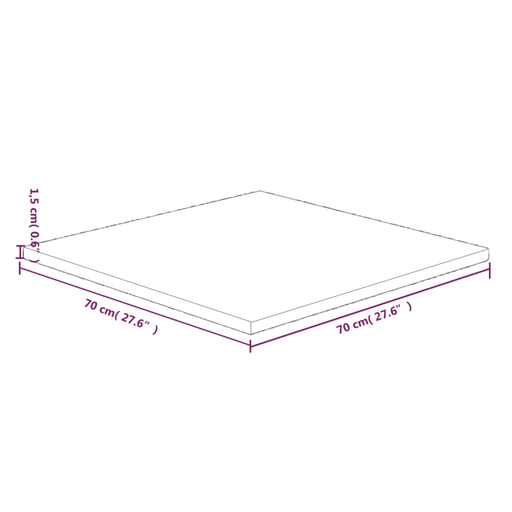 Tafelblad Vierkant 70X70X1,5 Cm Onbehandeld Massief Eikenhout