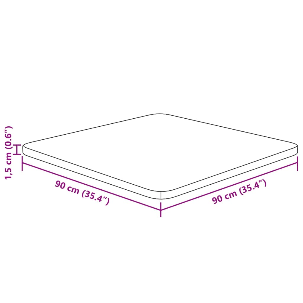 Tafelblad vierkant 90x90x1,5 cm behandeld eiken donkerbruin