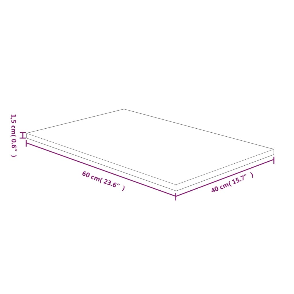Wastafelblad 60X40X1,5Cm Behandeld Massief Hout 60 x 40 x 1.5 cm Donkerbruin