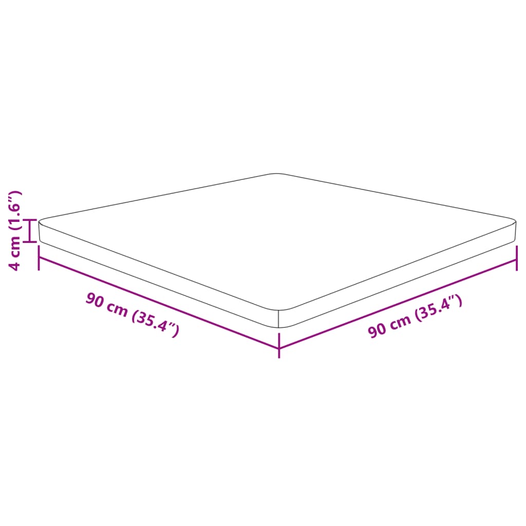 Tafelblad Vierkant 90X90X4Cm Massief Eikenhout 90 x 90 x 4 cm