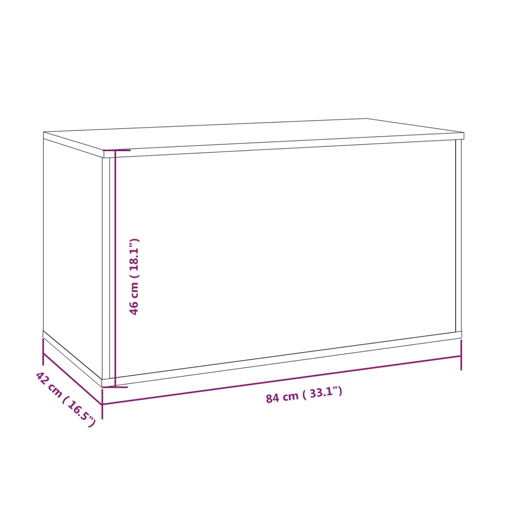 Opbergkist 84X42X46 Cm Bewerkt Hout Eikenkleurig Grijs sonoma