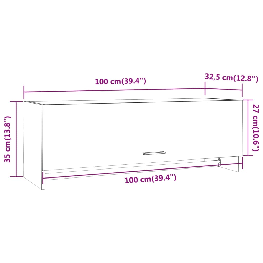 Kledingkast 100x32,5x35 cm bewerkt hout bruin eikenkleur Bruineiken