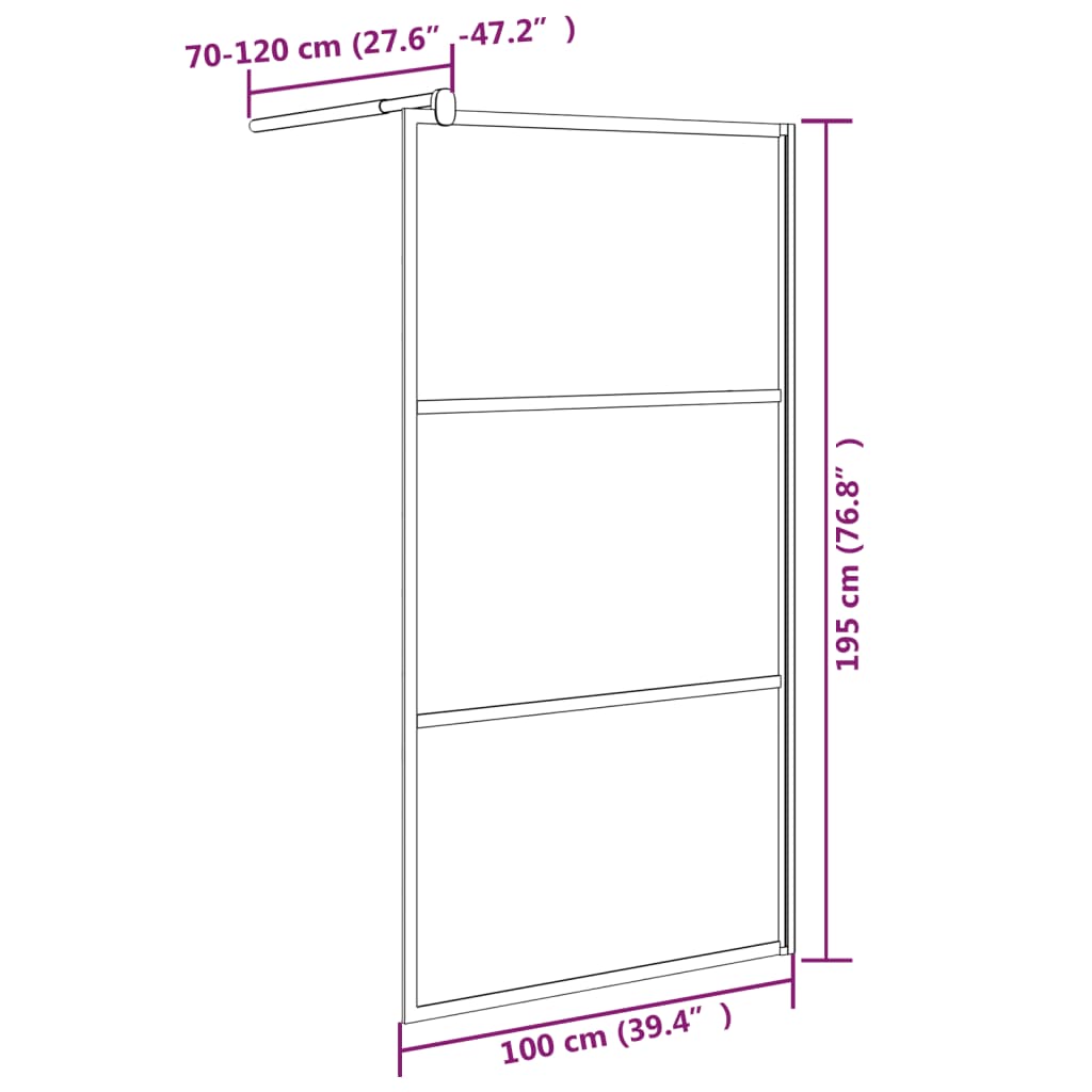 Inloopdouchewand Met Stenenmotief Esg-Glas 100 x 195 cm Zwart glass and stone