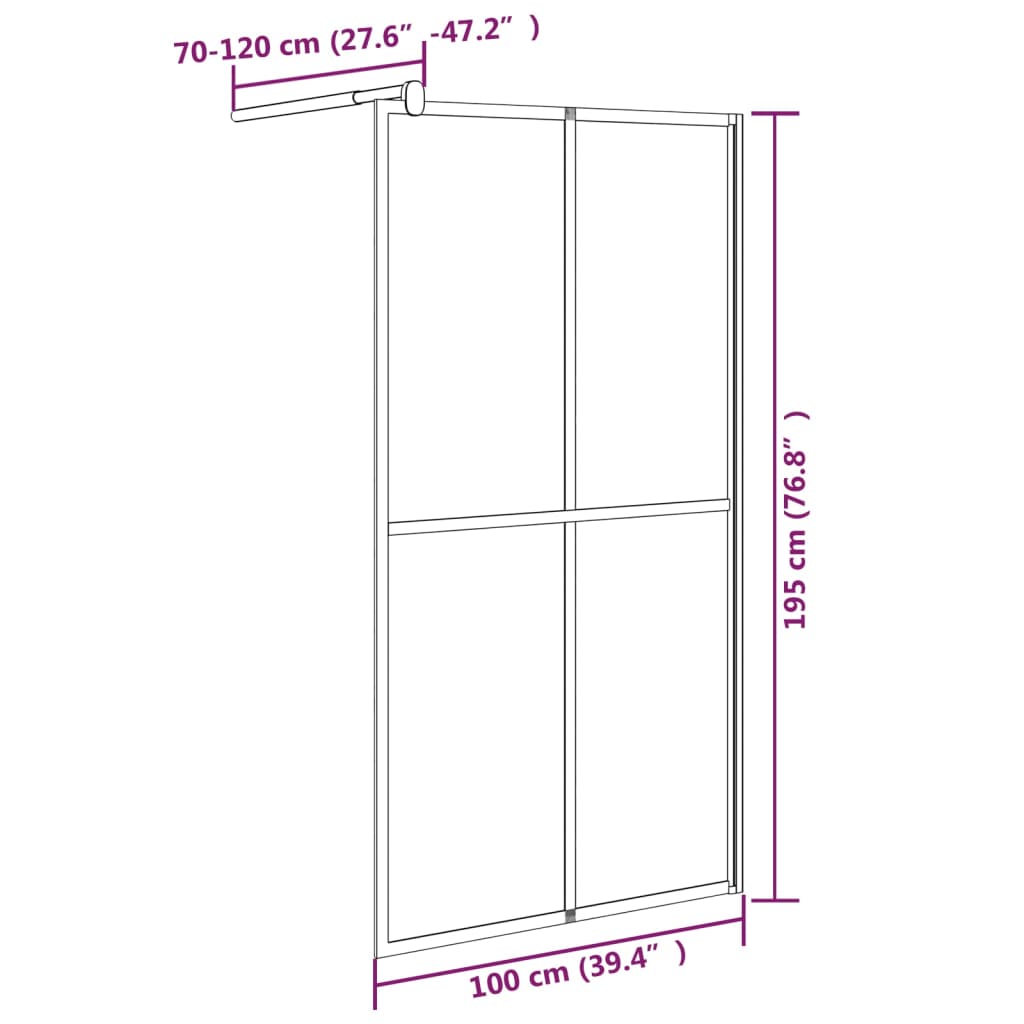 Inloopdouchescherm Donker Gehard Glas 100 x 195 cm Zwart