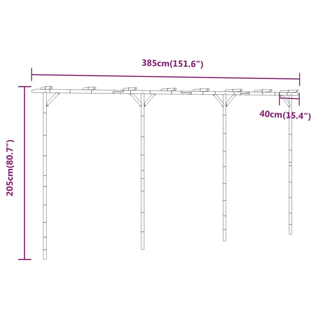 Pergola 385X40X205 Cm Bamboe