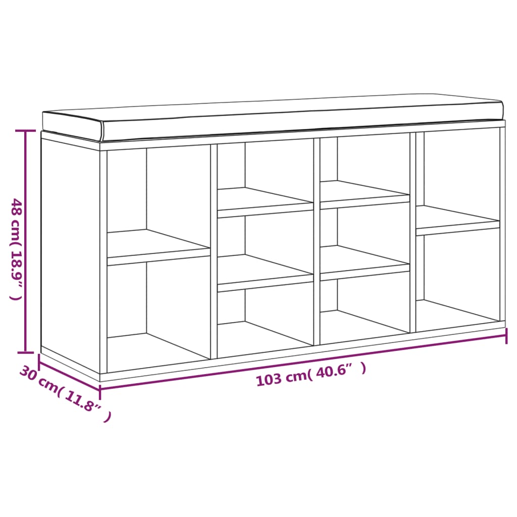 Schoenenbank 103X30X48 Cm Bewerkt Hout Zwart