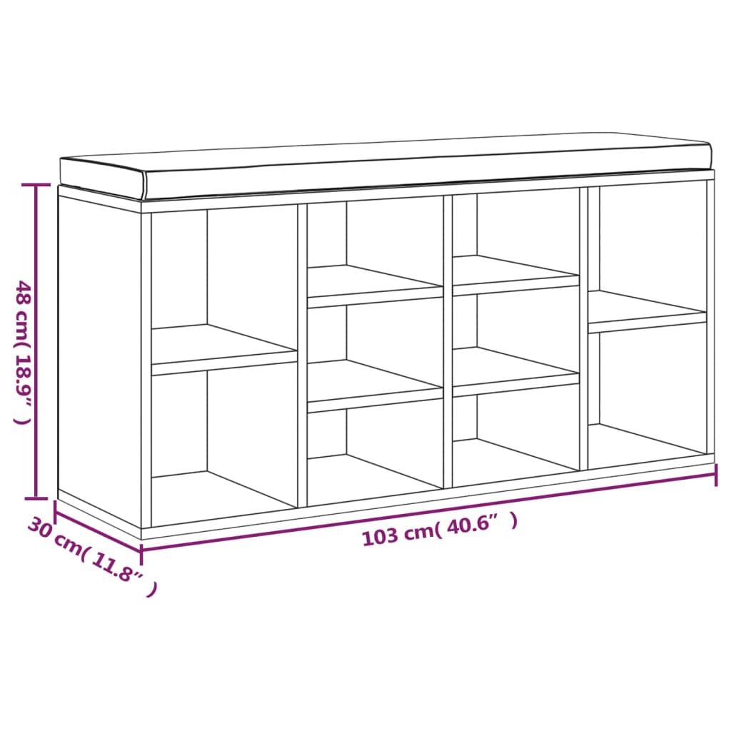 Schoenenbank 103X30X48 Cm Bewerkt Hout Bruin Eikenkleur Bruineiken