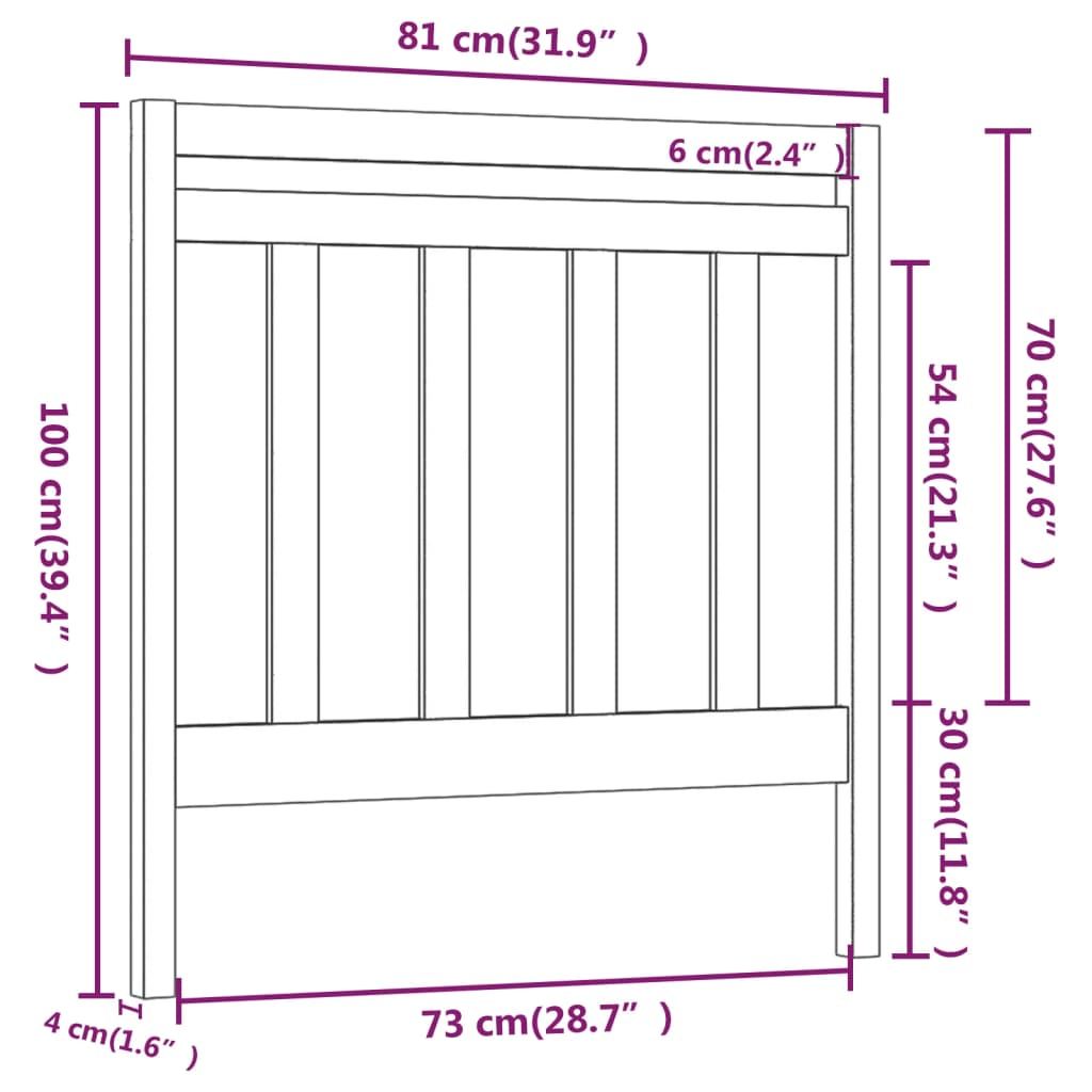 Hoofdbord 8X4X00 Cm Massief Grenenhout 81 x 100 cm Grijs