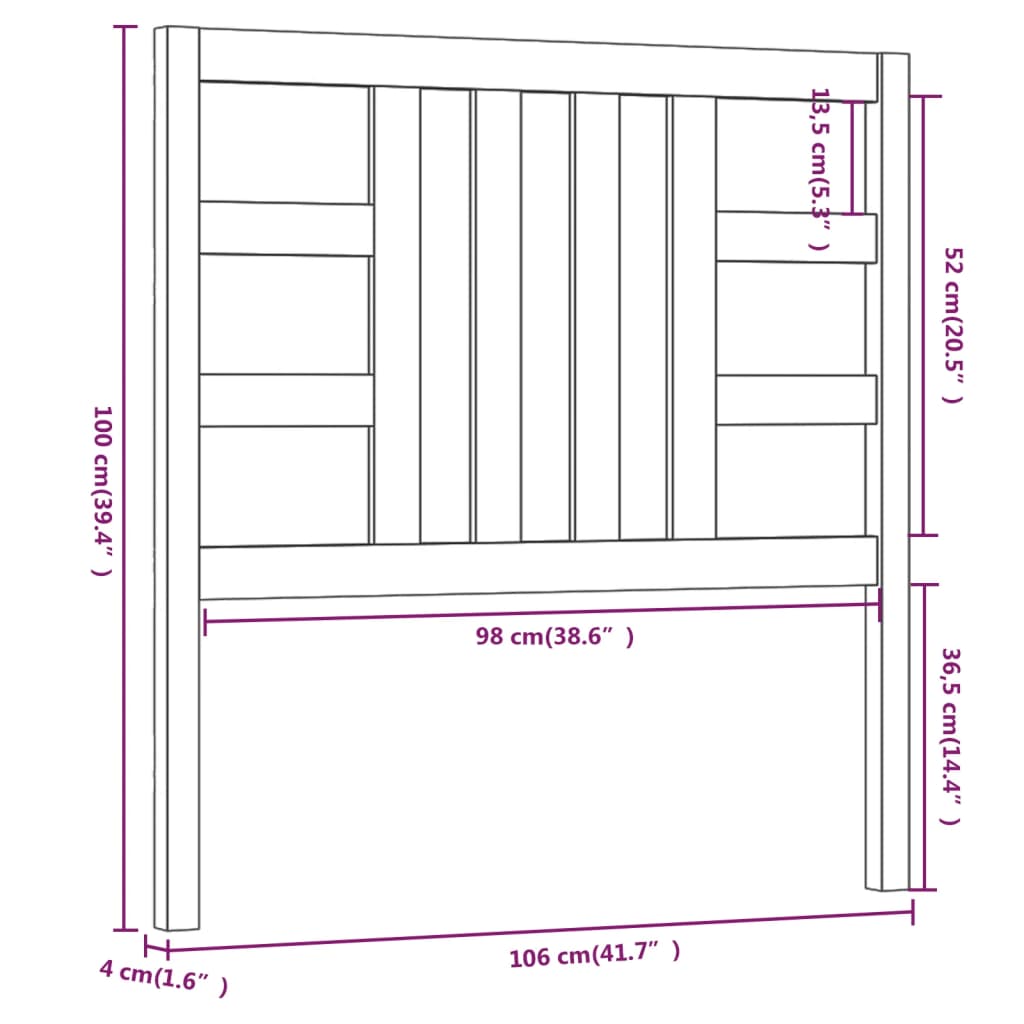 Hoofdbord 06X4X00 Cm Massief Grenenhout 106 x 100 cm Honingbruin