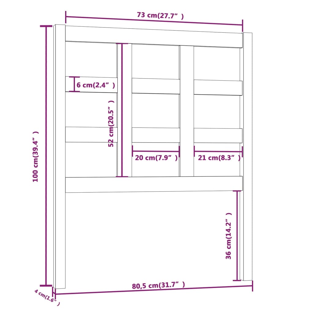 Hoofdbord 80,5X4X100 Cm Massief Grenenhout Wit