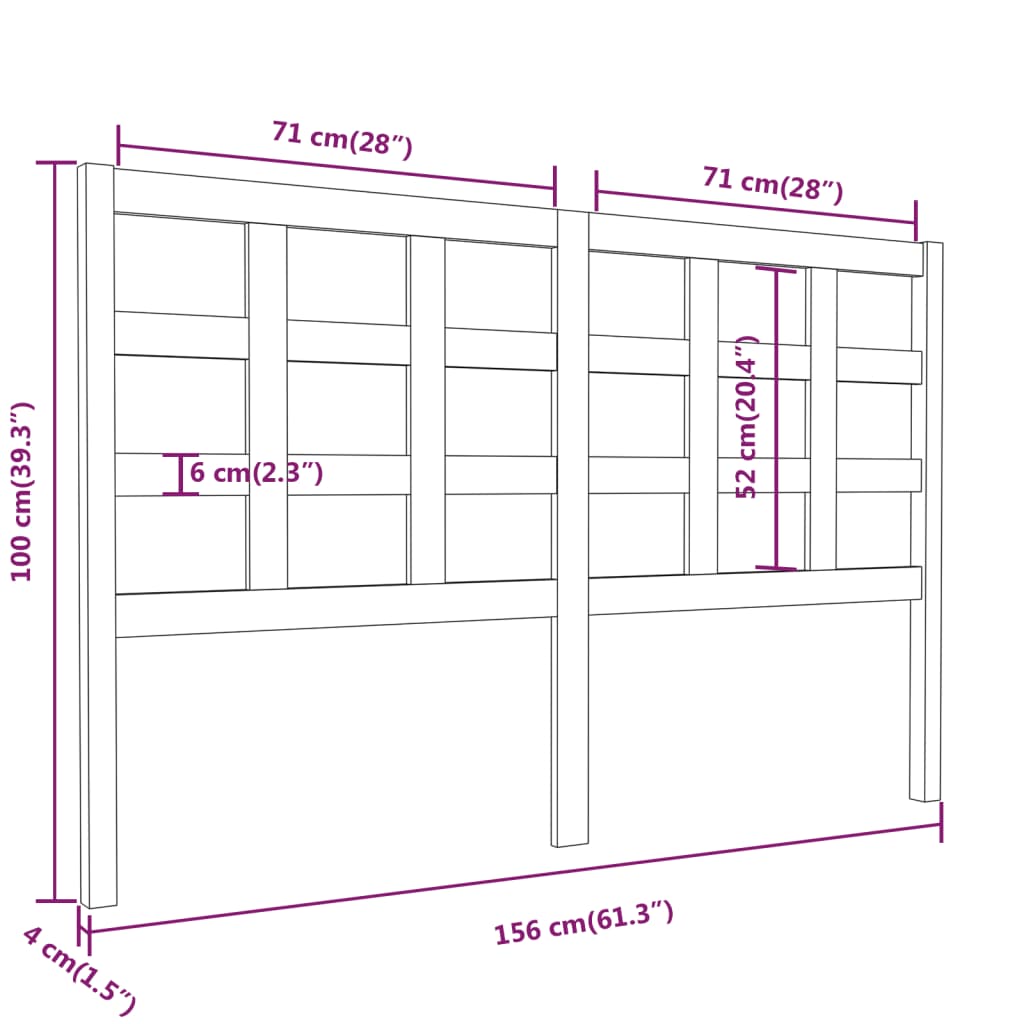 Hoofdbord 156X4X100 Cm Massief Grenenhout Honingbruin