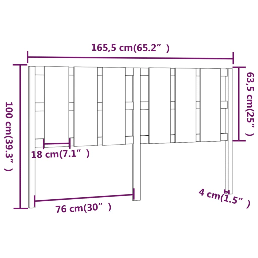 Hoofdbord 165,5X4X100 Cm Massief Grenenhout Grijs