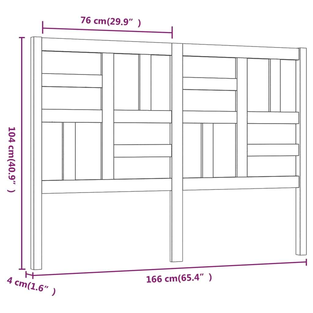 Hoofdbord 166x4x104 cm massief grenenhout wit 166 x 104 cm Wit
