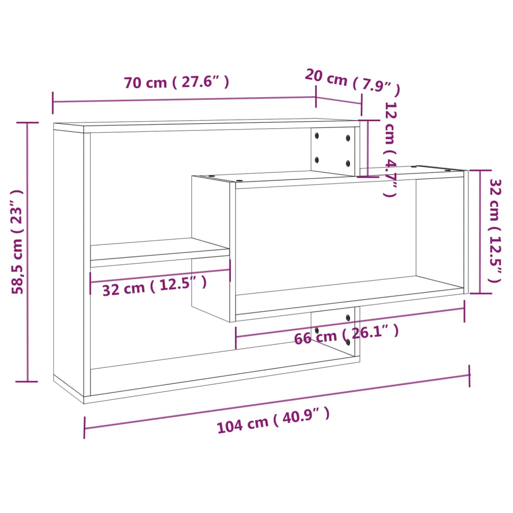 Wandschap 104x20x58,5 cm bewerkt hout gerookt eikenkleurig Gerookt eiken
