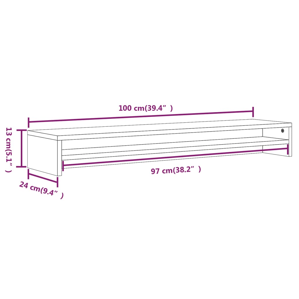 Monitorstandaard 100x24x13 cm bewerkt hout grijs sonoma eiken Grijs sonoma
