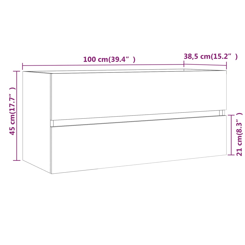 Wastafelkast 00X38,5X45 Cm Bewerkt Hout Kleurig 100 x 38.5 x 45 cm Gerookt eiken