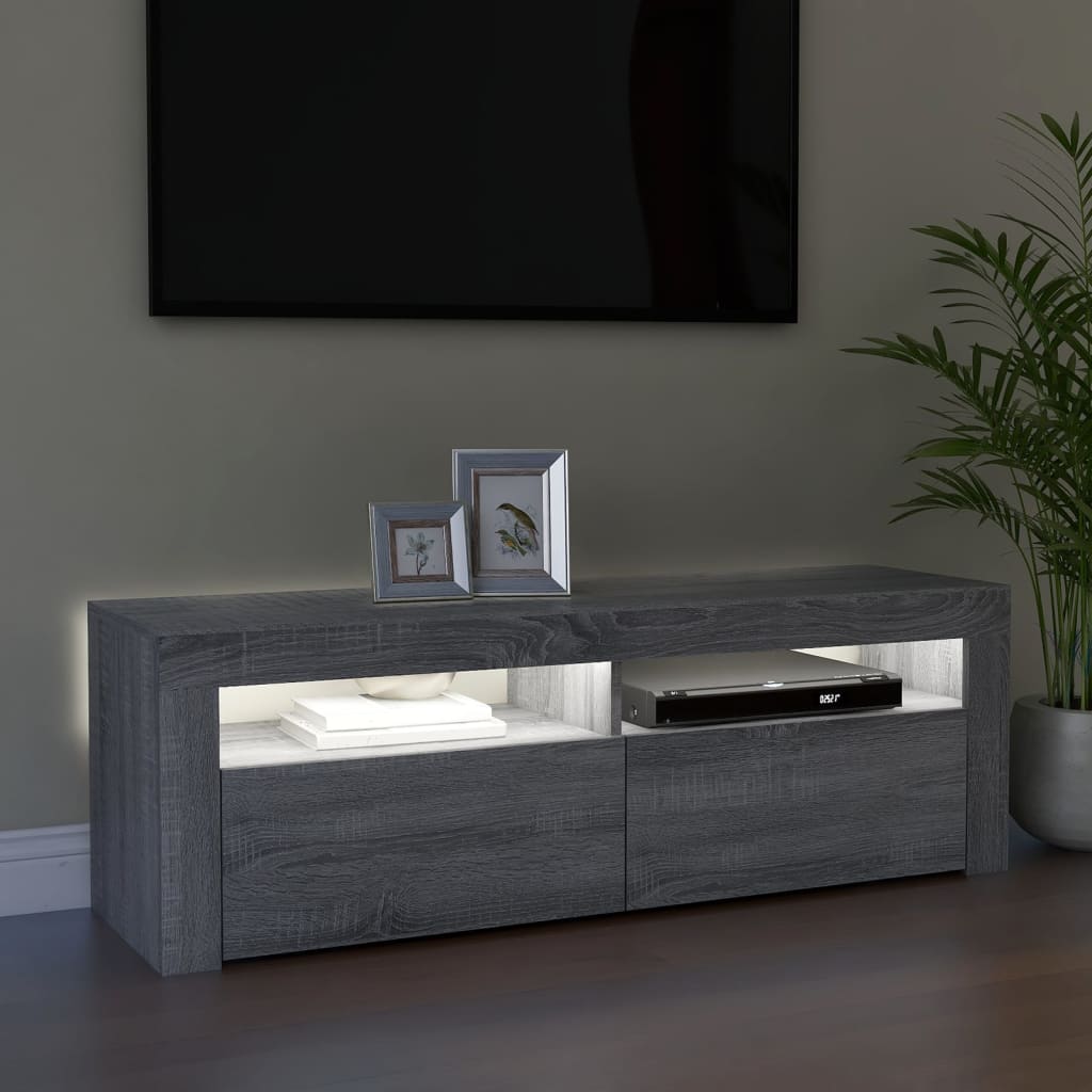 Tv-meubel met LED-verlichting 120x35x40 cm grijs sonoma eiken Grijs sonoma
