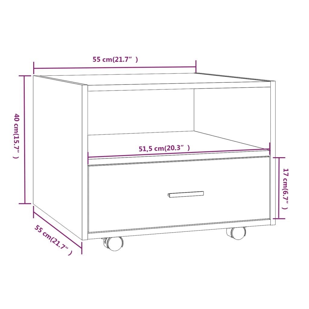Salontafel 55X55X40 Cm Bewerkt Hout Betongrijs