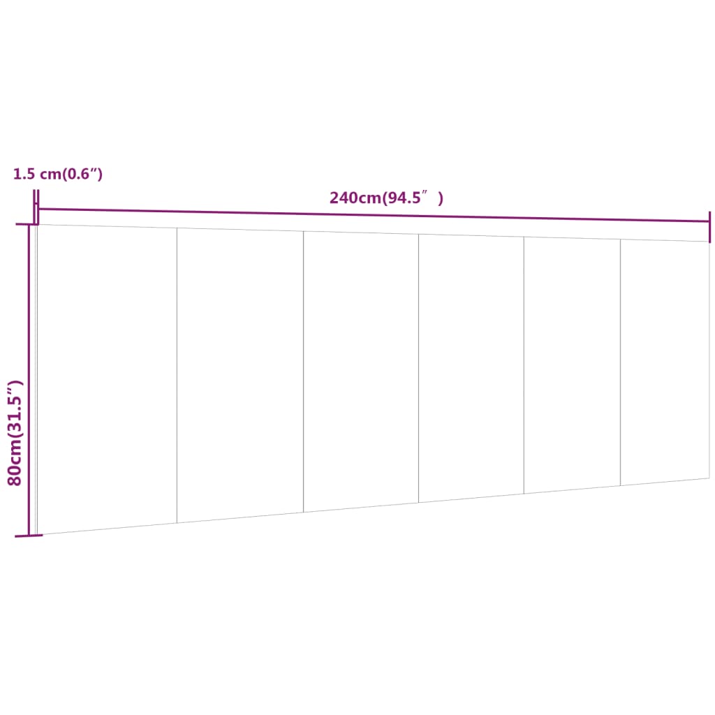 Hoofdbord Wandmodel 240X,5X80 Cm Bewerkt Hout Betongrijs