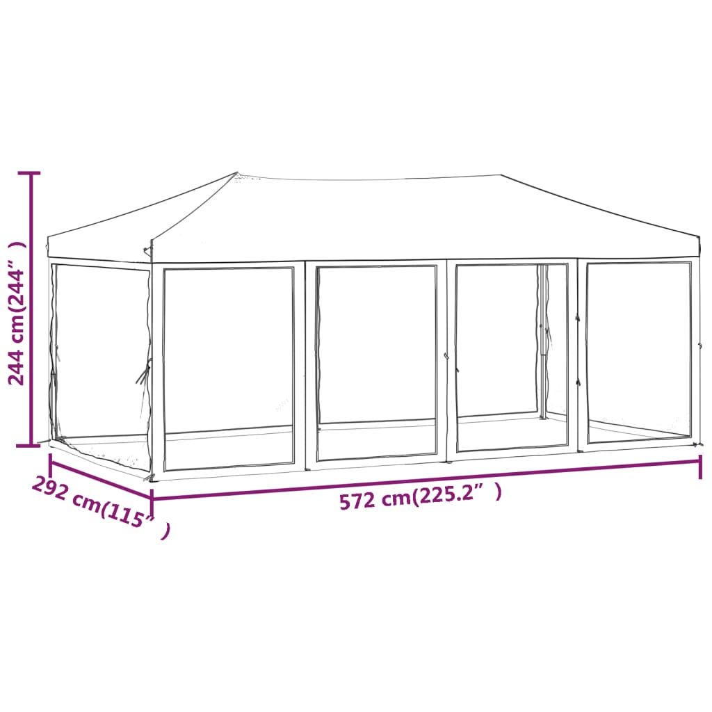 Partytent Inklapbaar Met Zijwanden Kleurig 3 x 6 m Crème