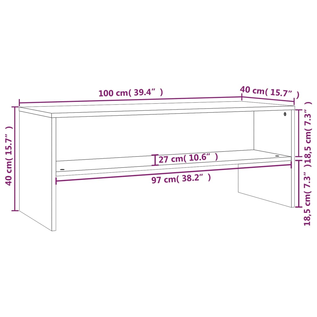 Tv-meubel 100x40x40 cm bewerkt hout gerookt eikenkleurig Gerookt eiken