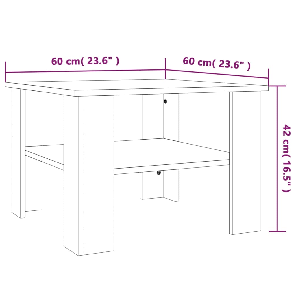 Salontafel 60x60x42 cm bewerkt hout gerookt eikenkleurig Gerookt eiken