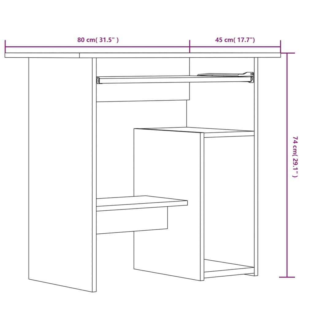 Bureau 80x45x74 cm bewerkt hout gerookt eikenkleurig Gerookt eiken