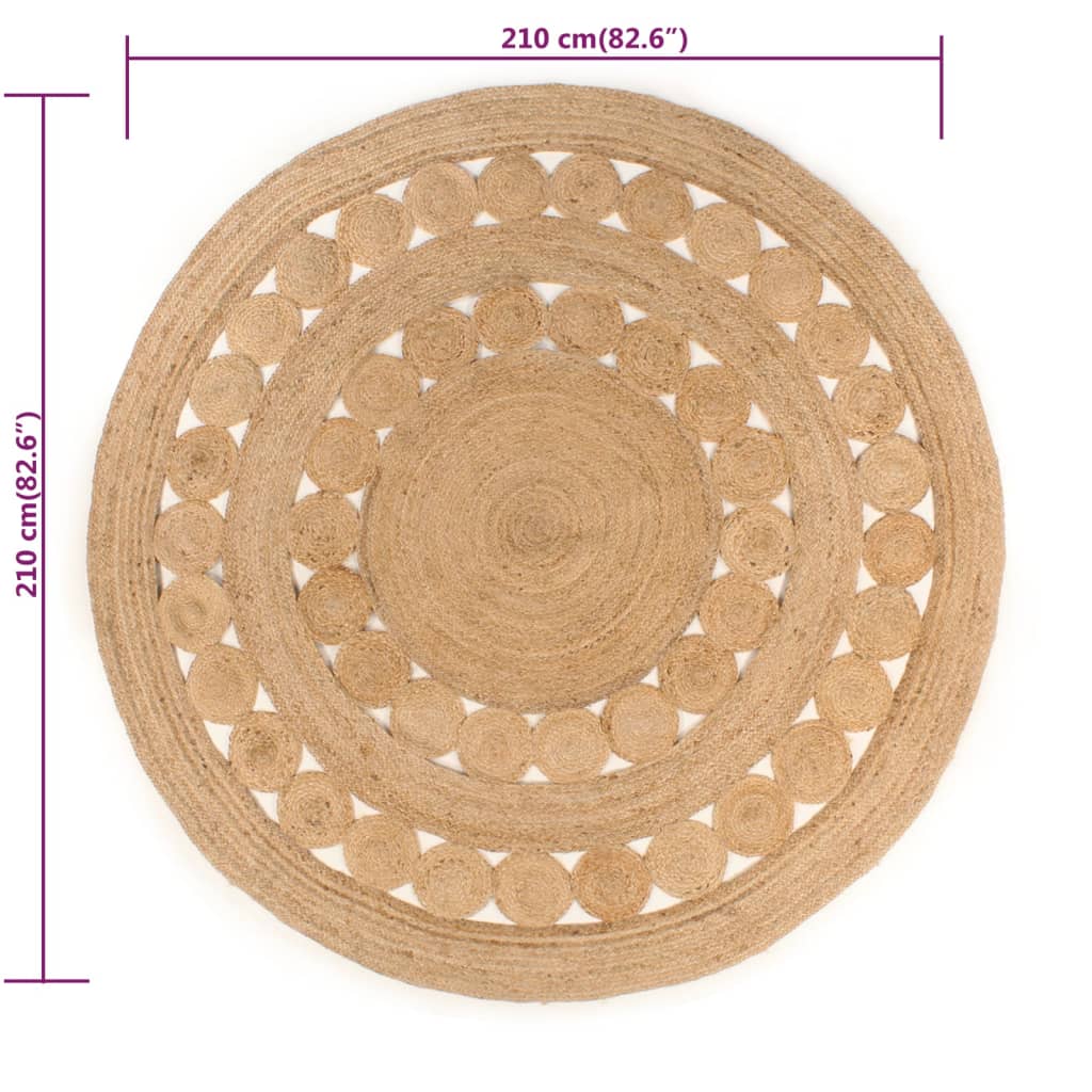 Tapijt Met Ontwerp Rond Gevlochten Jute 210 cm