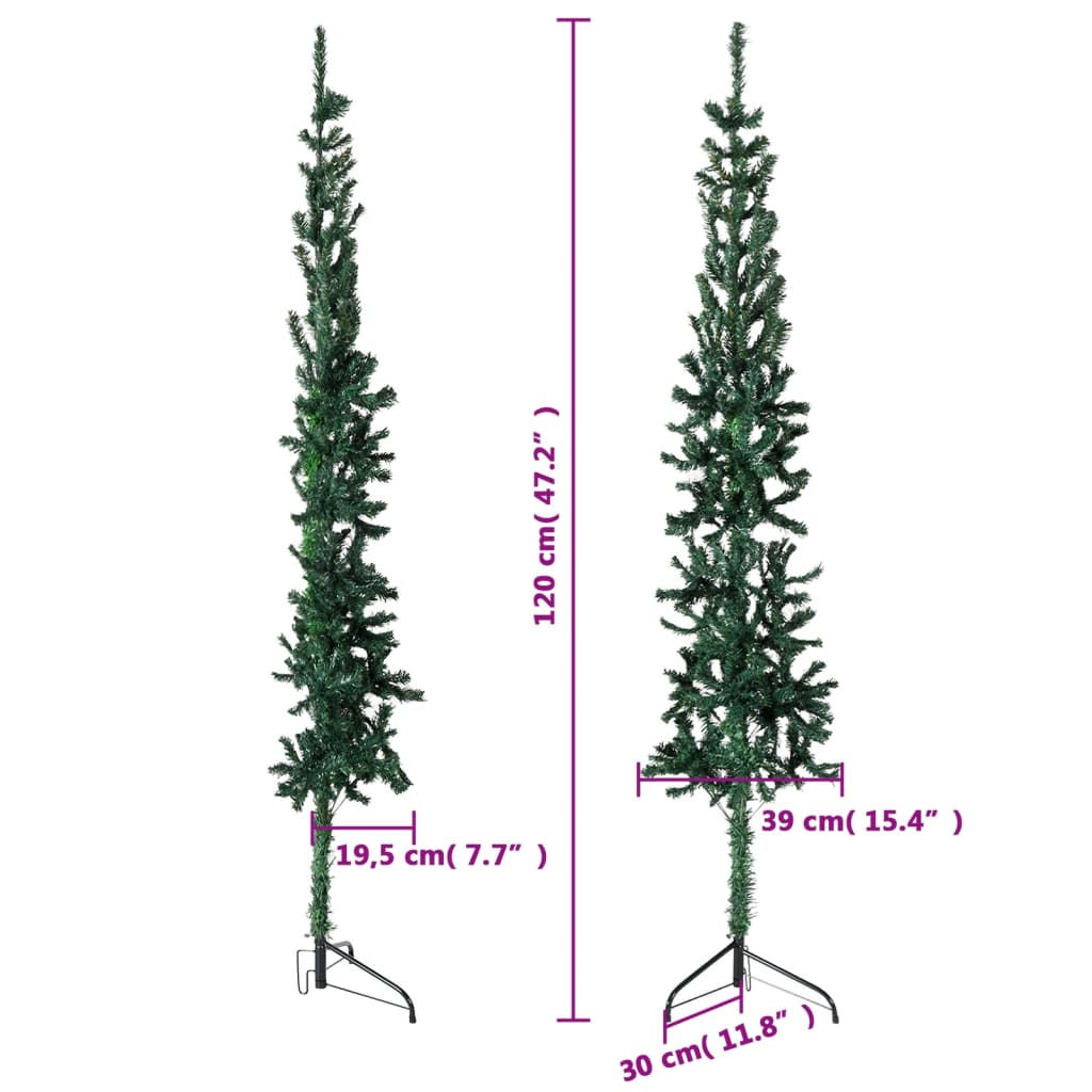 Kunstkerstboom Half Met Standaard Smal 20 Cm 120 x 39 cm Groen