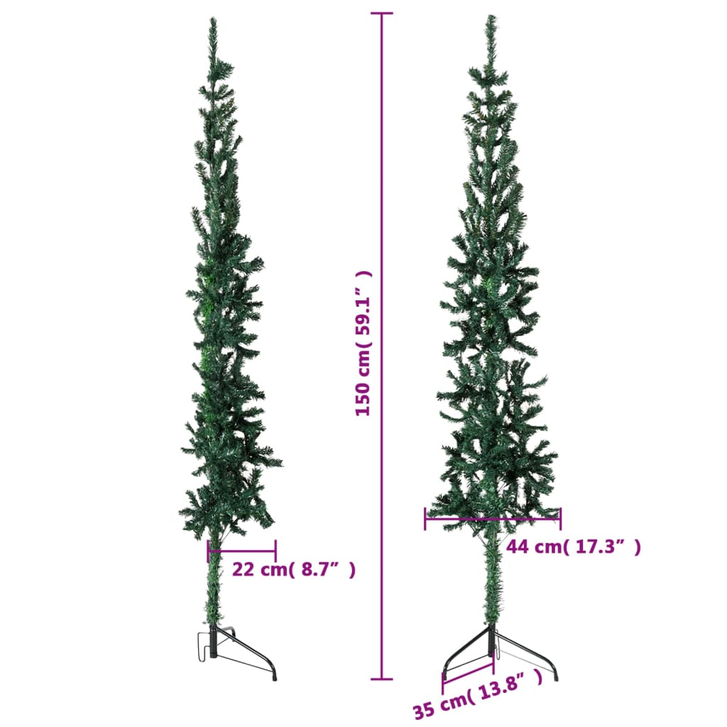 Kunstkerstboom Half Met Standaard Smal 50 Cm 150 x 44 cm Groen