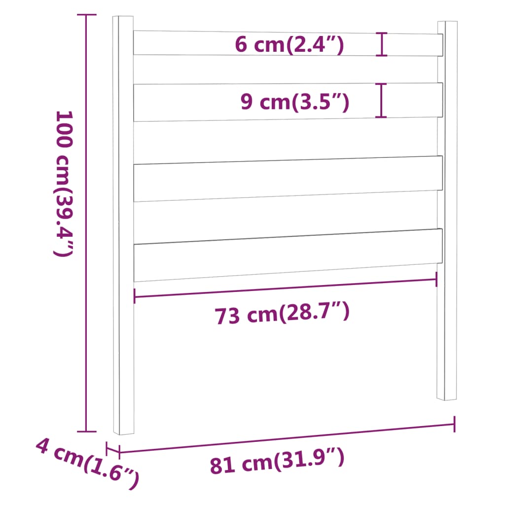 Hoofdbord 8X4X00 Cm Massief Grenenhout 81 x 100 cm Zwart