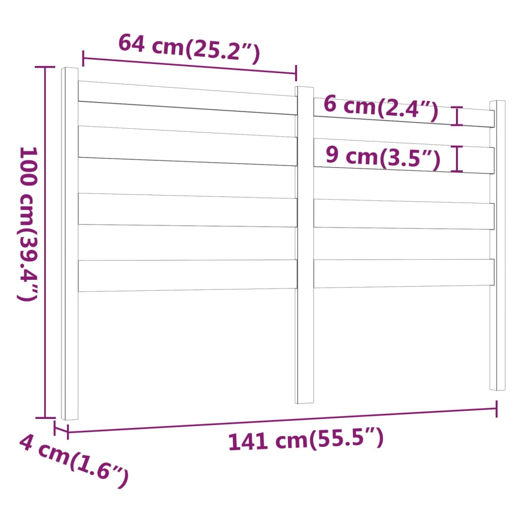 Hoofdbord 4X4X00 Cm Massief Grenenhout 141 x 100 cm Honingbruin
