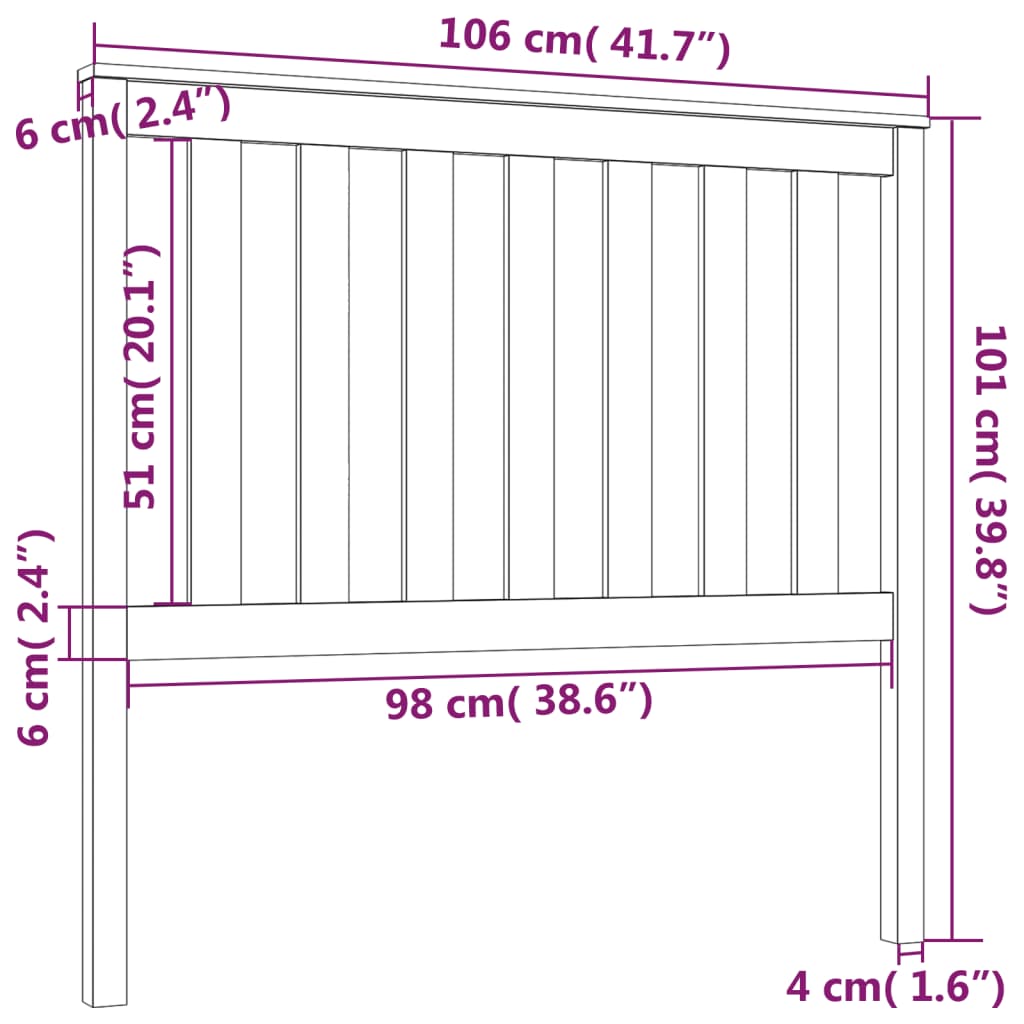 Hoofdbord 106x6x101 cm massief grenenhout 106 x 101 cm Naturel