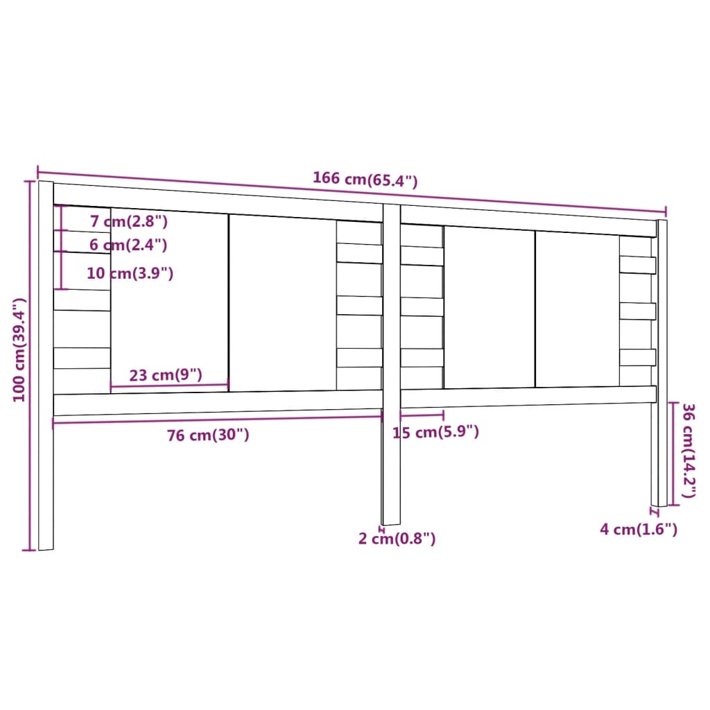 Hoofdbord 66X4X00 Cm Massief Grenenhout 166 x 100 cm Zwart