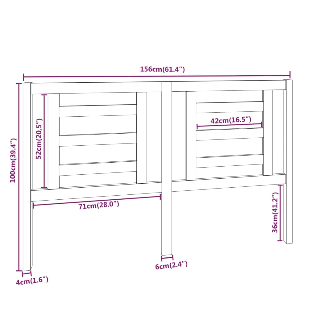 Hoofdbord 156X4X100 Cm Massief Grenenhout Honingbruin