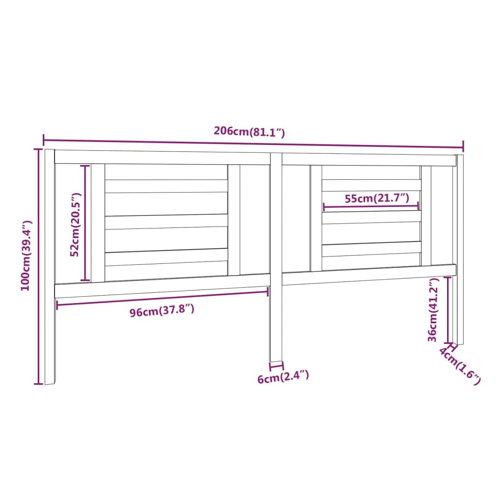 Hoofdbord 206X4X100 Cm Massief Grenenhout