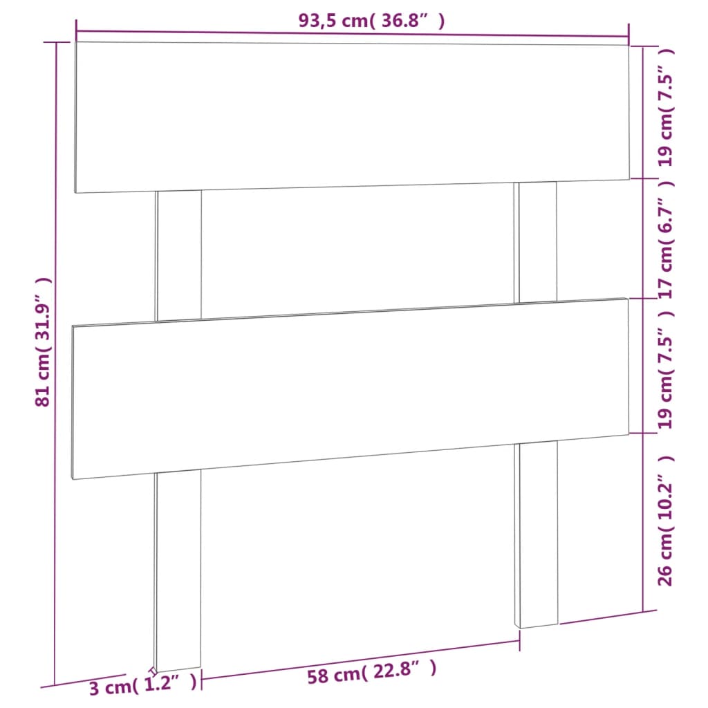 Hoofdbord 93,5X3X81 Cm Massief Grenenhout Honingbruin