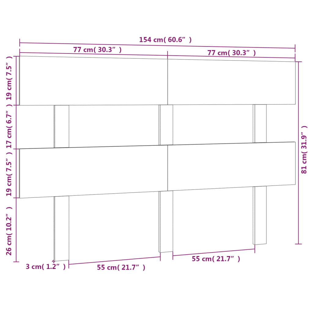 Hoofdbord 154X3X81 Cm Massief Grenenhout