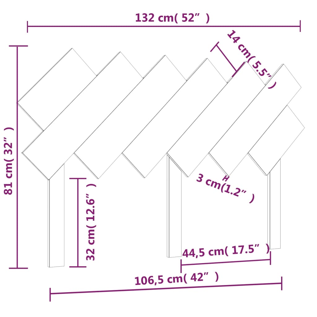 Hoofdbord 132X3X81 Cm Massief Grenenhout Zwart