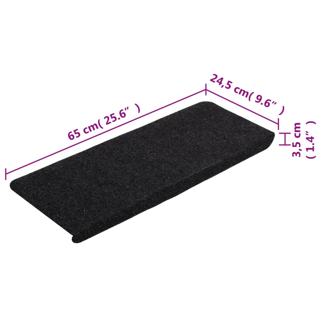 Trapmatten Zelfklevend 65X24,5X3,5 Cm 15 Zwart Rechthoekig (65 x 24,5 cm)
