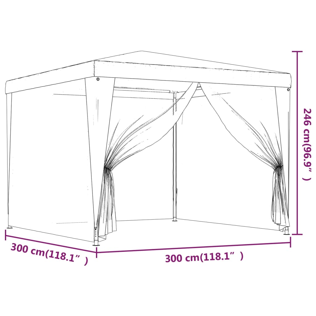 Partytent Met 4 Mesh Zijwanden 3X3 M Hdpe Groen 3 x 3 m