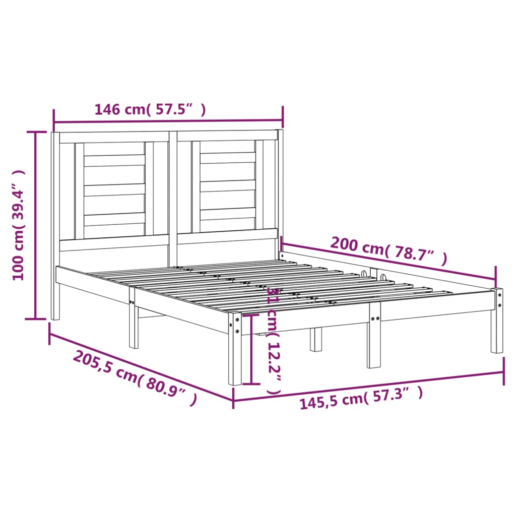Bedframe Massief Grenenhout 140 x 200 cm Naturel