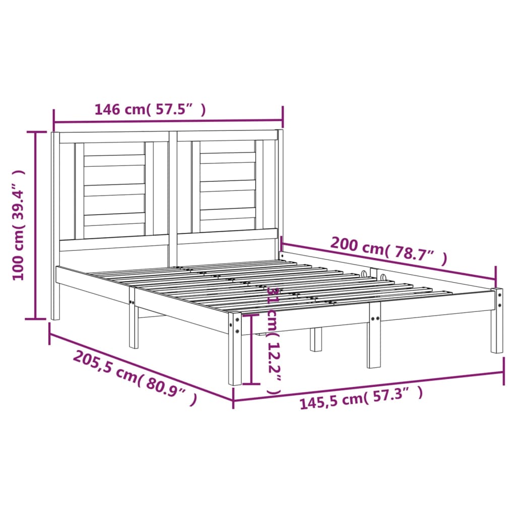 Bedframe Massief Grenenhout 140 x 200 cm Wit