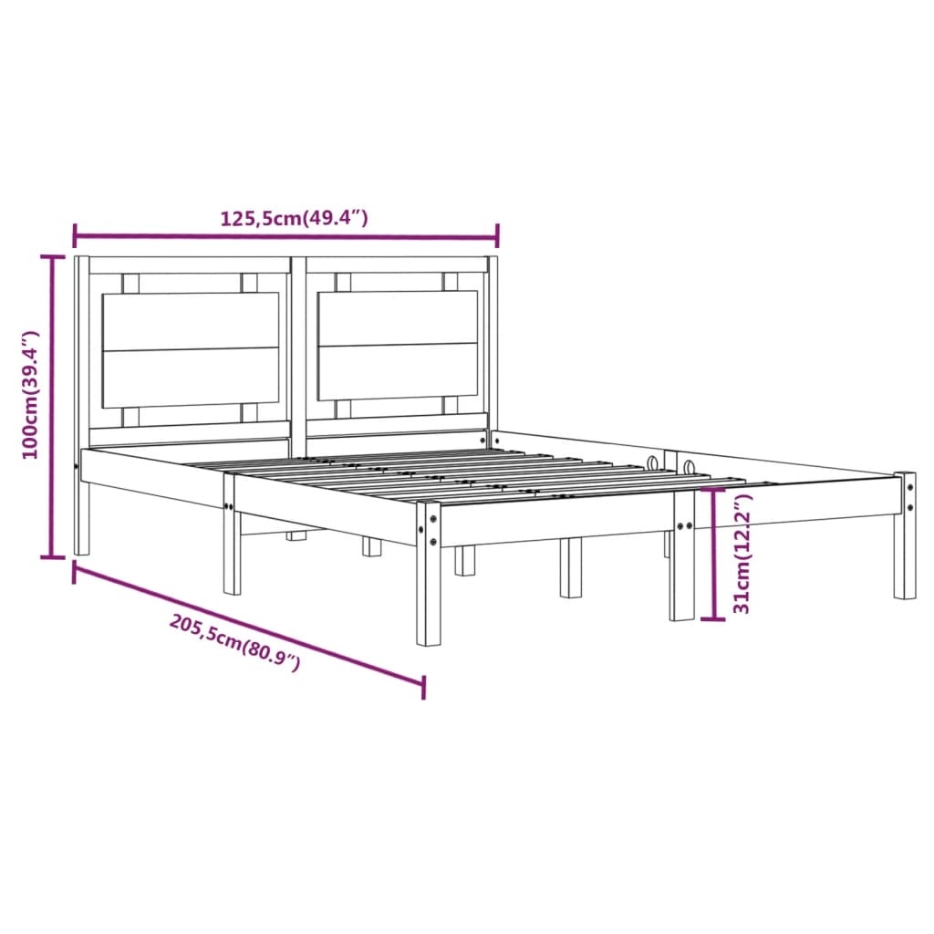 Bedframe Massief Hout 120 x 200 cm Wit