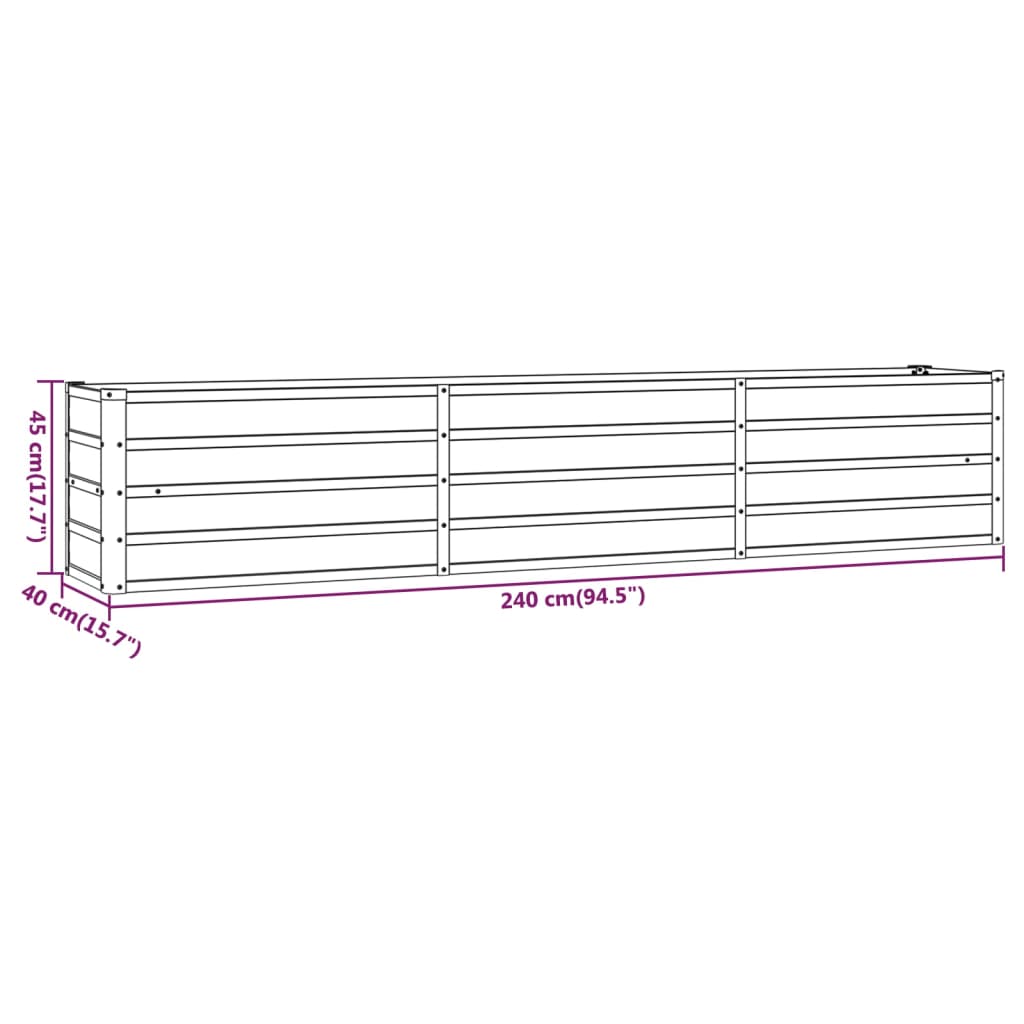 Plantenbak Verhoogd 240X40X45 Cm Cortenstaal Roestig