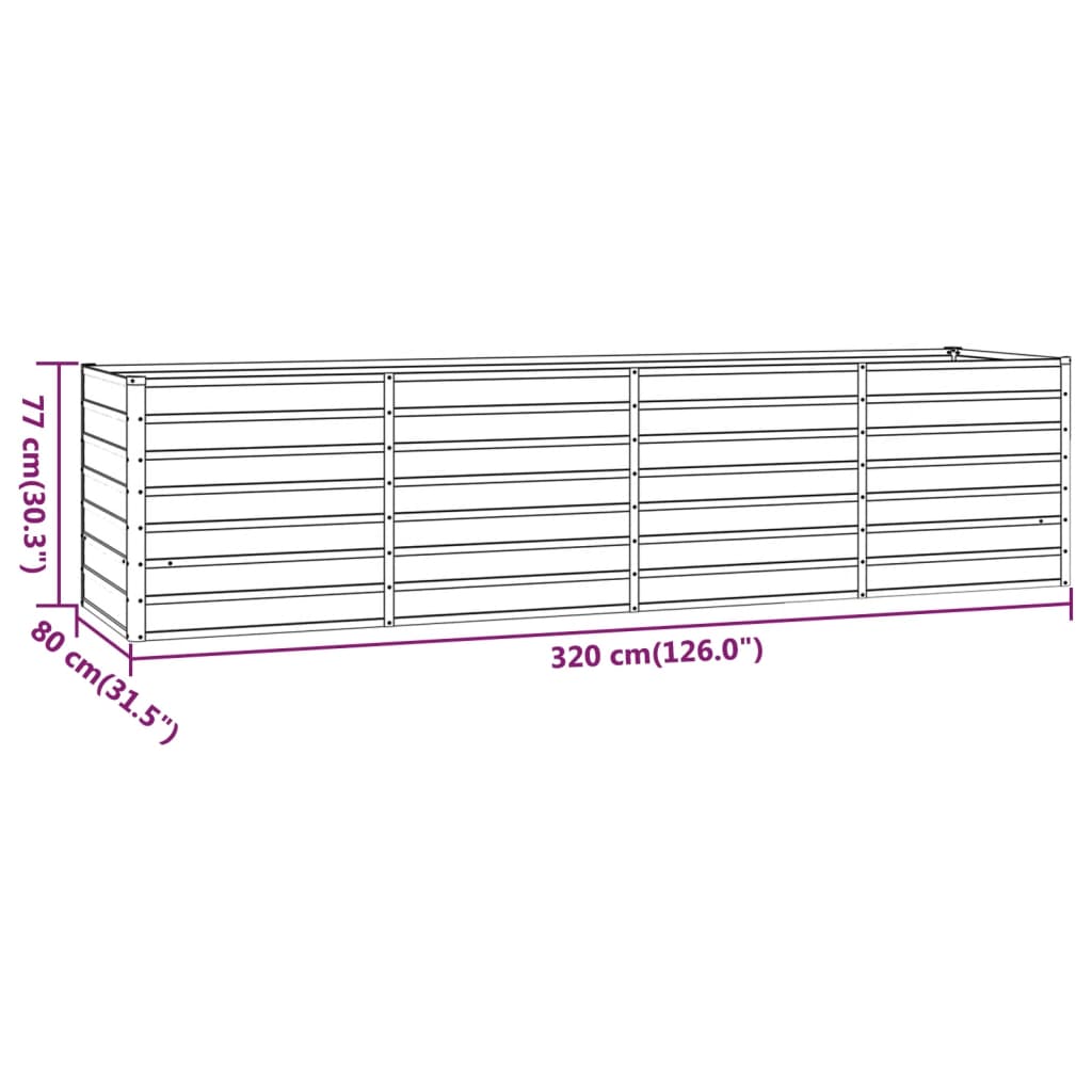 Plantenbak Verhoogd 320X80X77 Cm Cortenstaal Roestig