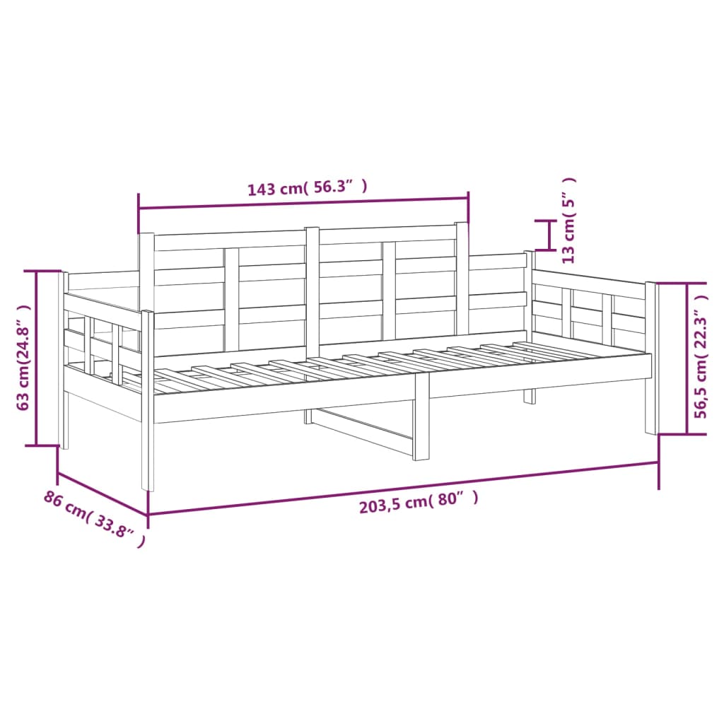 Slaapbank Massief Grenenhout 80X200 Cm 80 x 200 cm Naturel