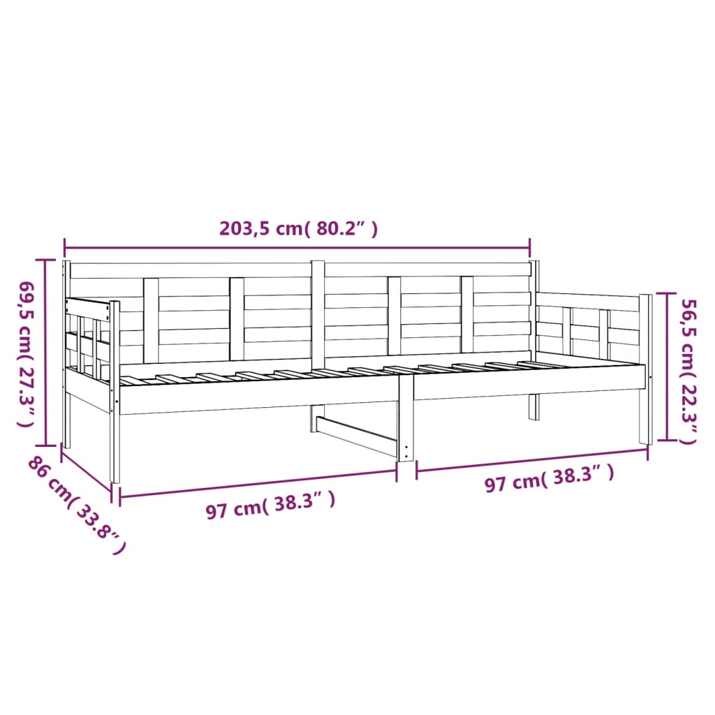 Slaapbank Massief Grenenhout Wit 80X200 Cm