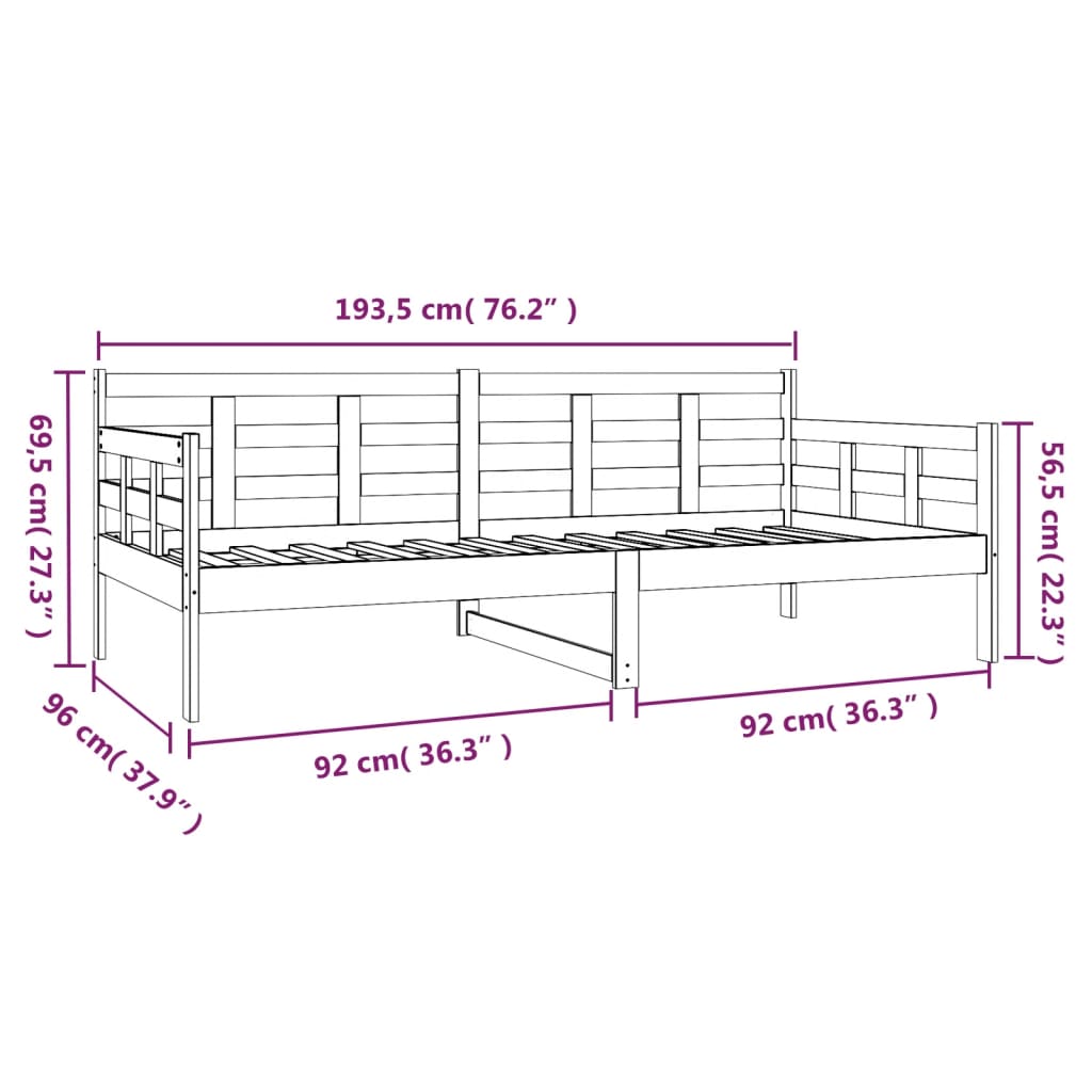Slaapbank Massief Grenenhout Wit 90X190 Cm